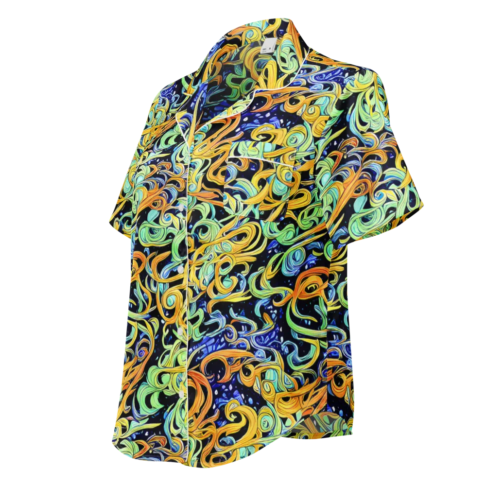Midnight Ribbons on Women's Short Sleeve Pajama Top — Left Front