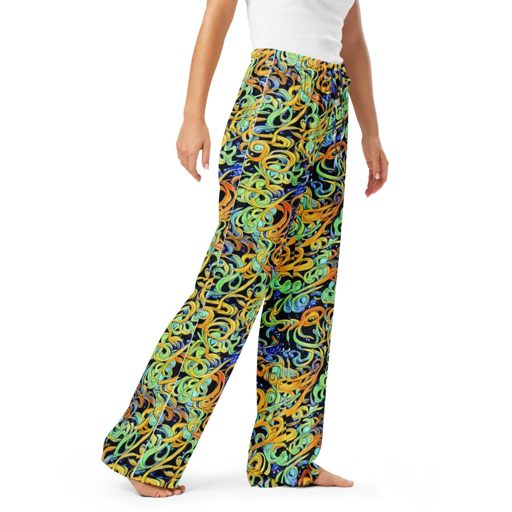 Midnight Ribbons on Women's Pajama Pants — Right Front
