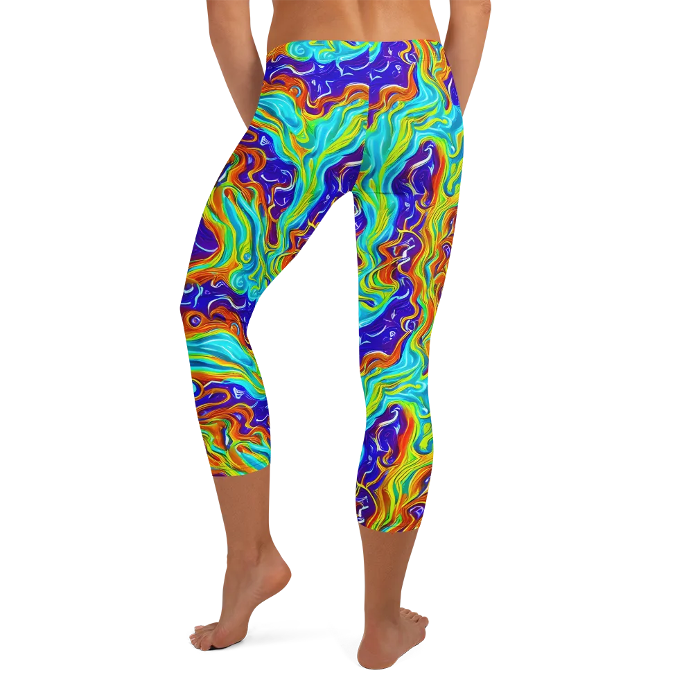 Liquid Carnival on Capri Leggings — Back