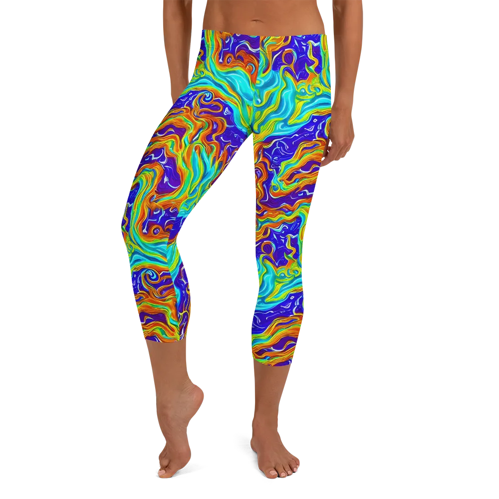 Liquid Carnival on Capri Leggings — Front