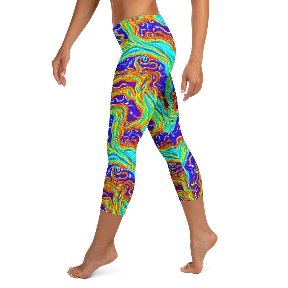 Liquid Carnival on Capri Leggings — Left