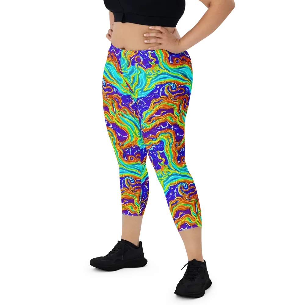 Liquid Carnival on Capri Leggings — Front
