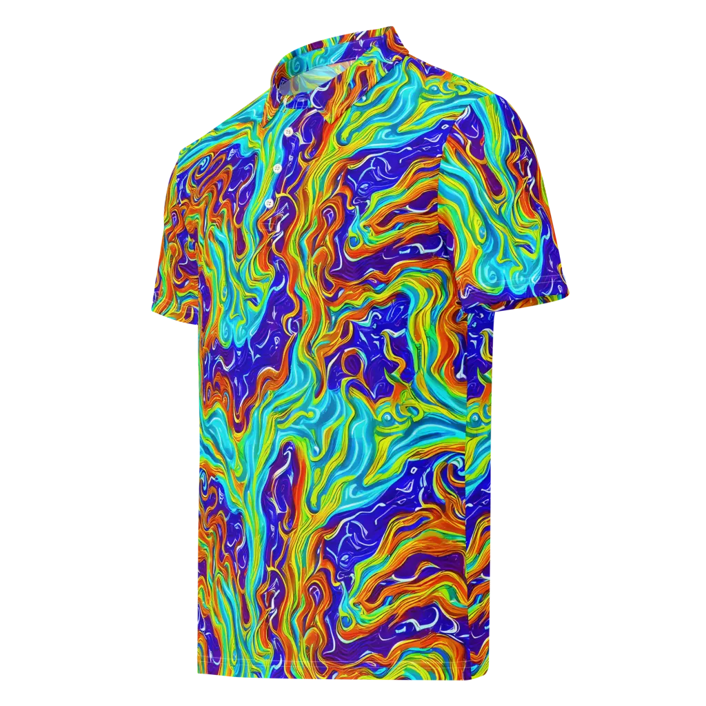 Liquid Carnival on Men's Slim Fit Polo Shirt — Left Front