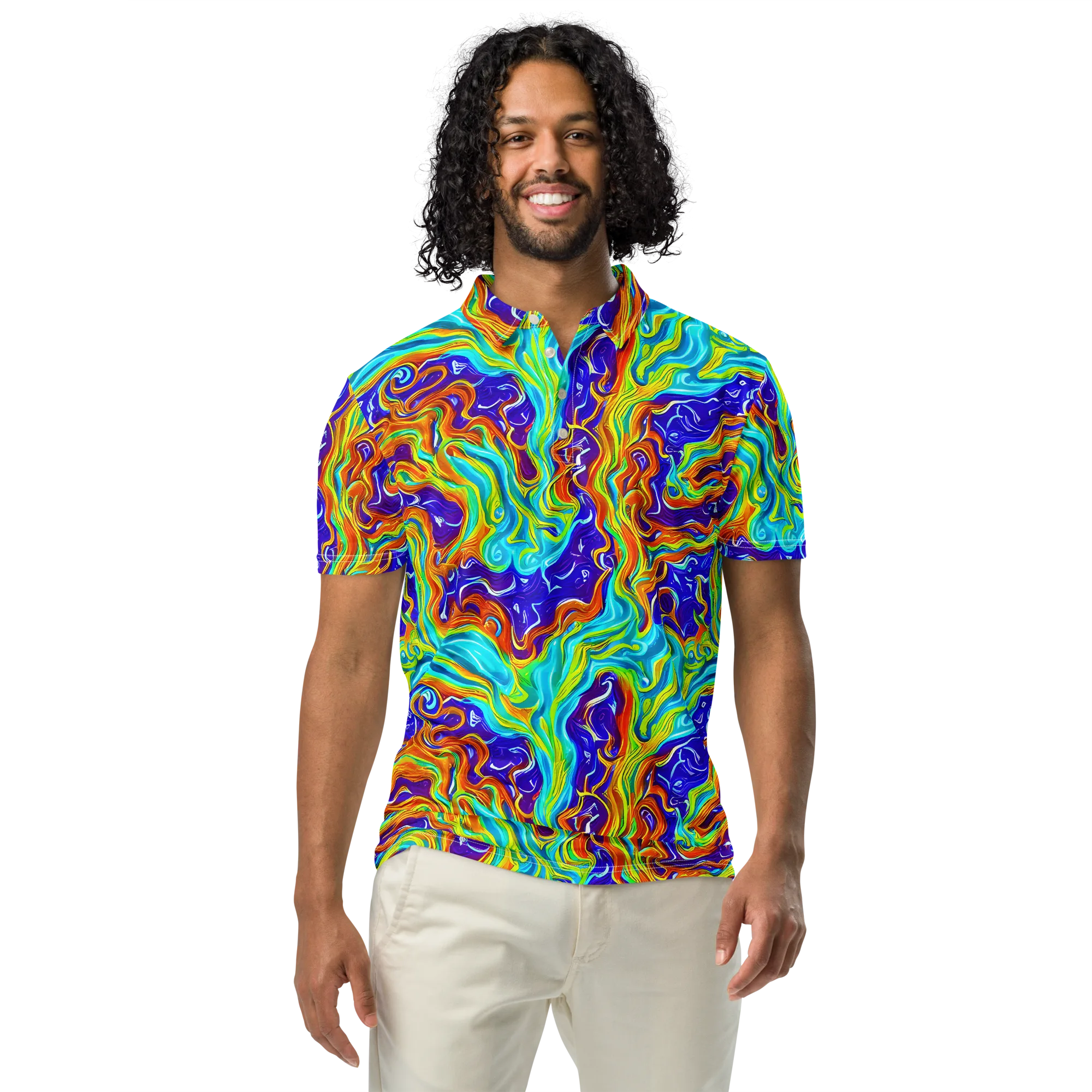 Liquid Carnival on Men's Slim Fit Polo Shirt — Front