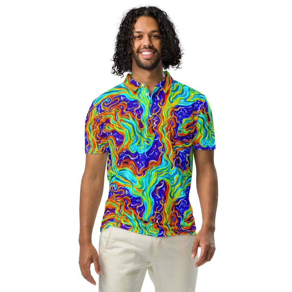 Liquid Carnival on Men's Slim Fit Polo Shirt — Front