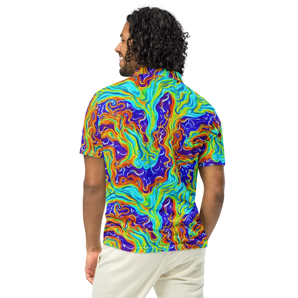 Liquid Carnival on Men's Slim Fit Polo Shirt — Back