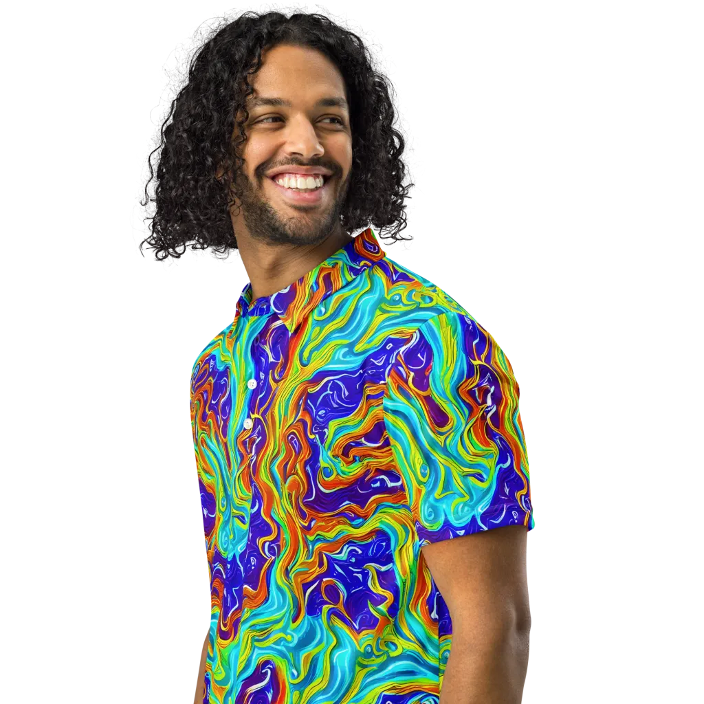 Liquid Carnival on Men's Slim Fit Polo Shirt — Left Front