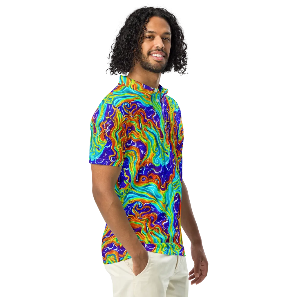 Liquid Carnival on Men's Slim Fit Polo Shirt — Right Front