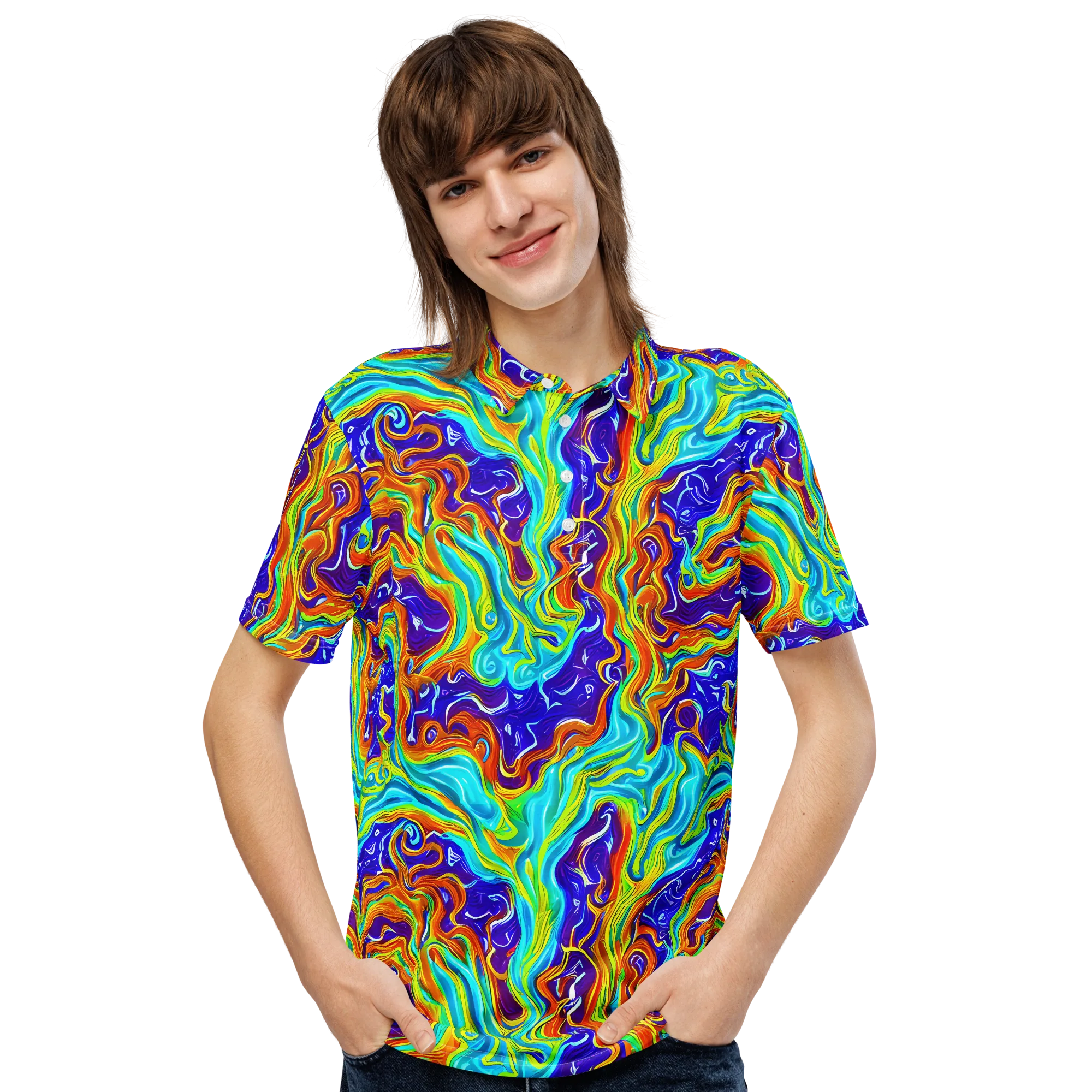 Liquid Carnival on Men's Slim Fit Polo Shirt — Front