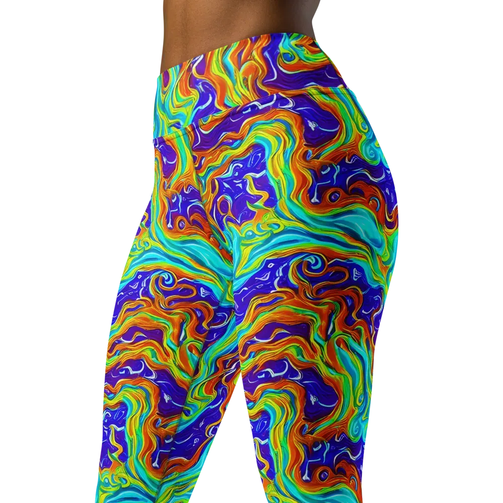 Liquid Carnival on Yoga Leggings — Left Front