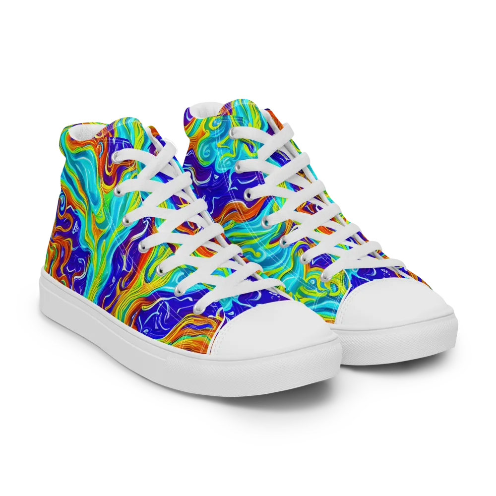 Liquid Carnival on Men's High Top Canvas Shoes — Right Front
