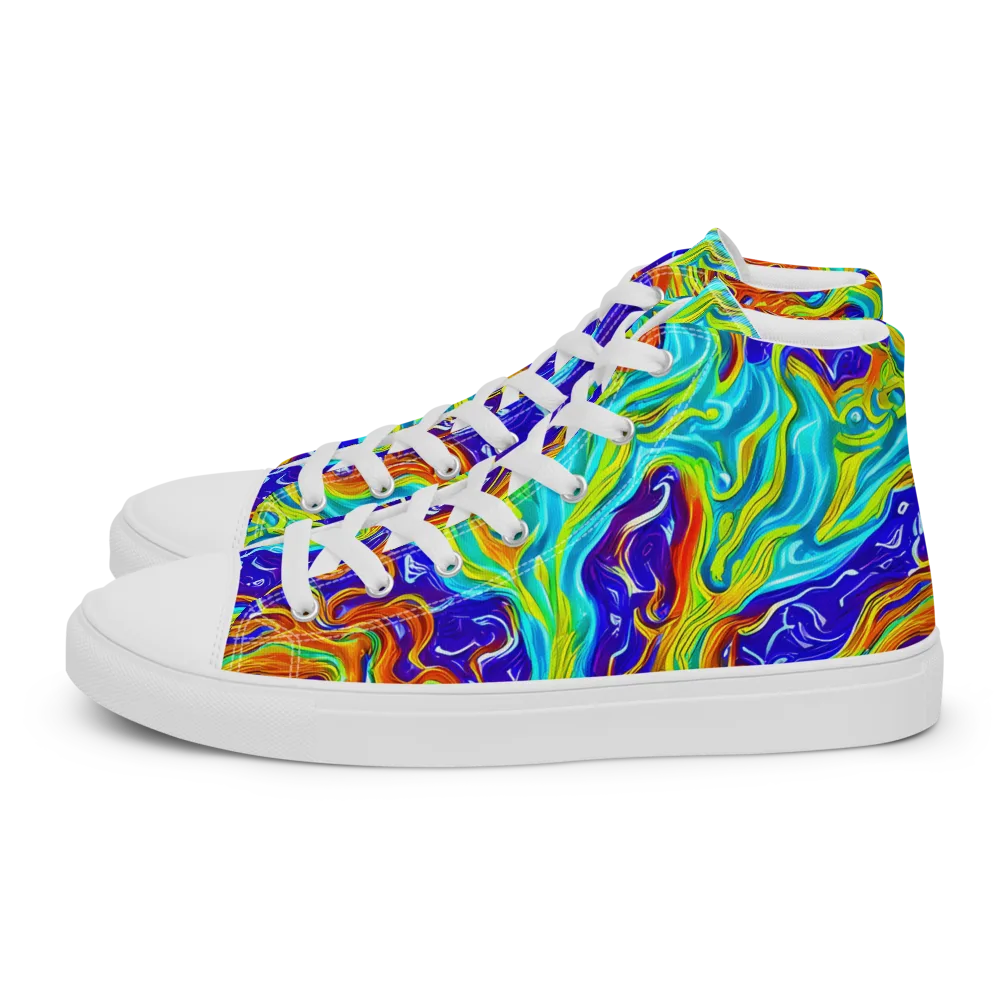 Liquid Carnival on Men's High Top Canvas Shoes — Left