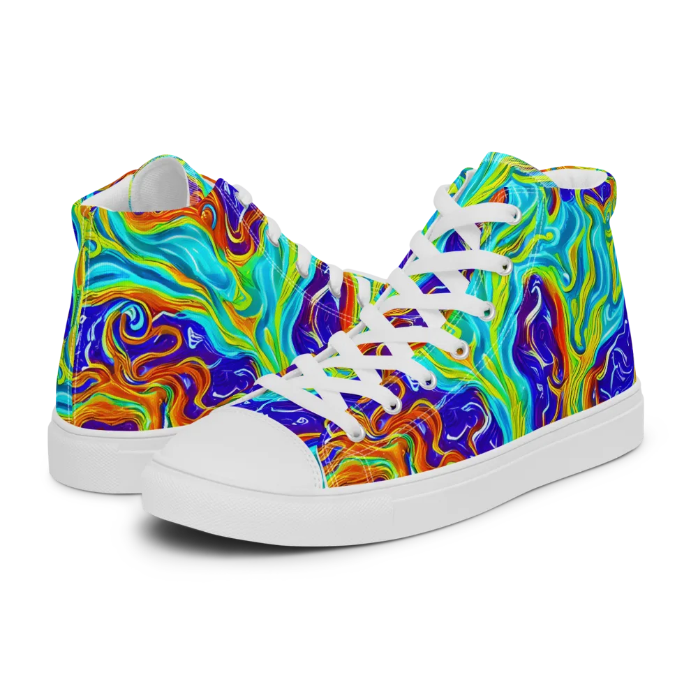 Liquid Carnival on Men's High Top Canvas Shoes — Left