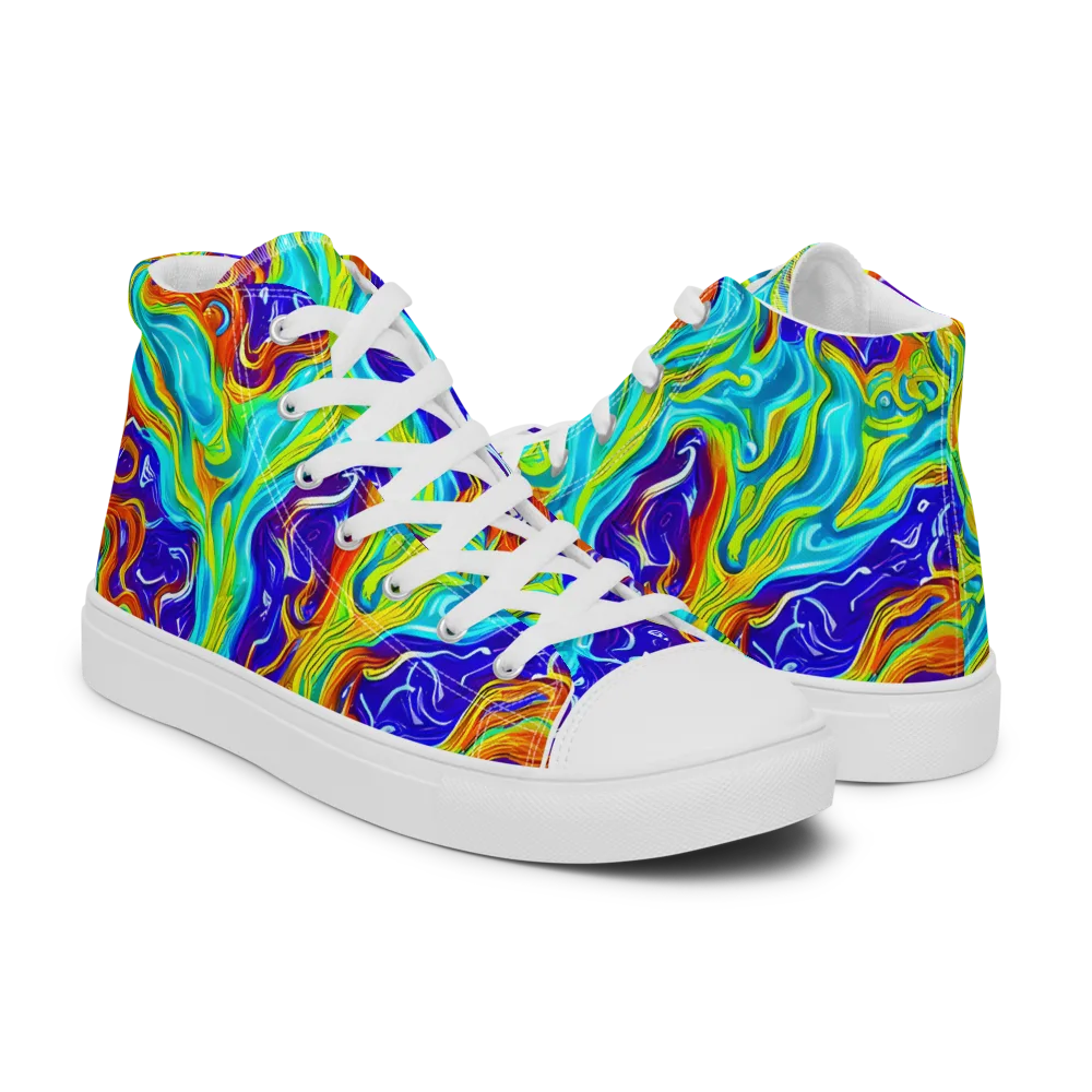 Liquid Carnival on Men's High Top Canvas Shoes — Right