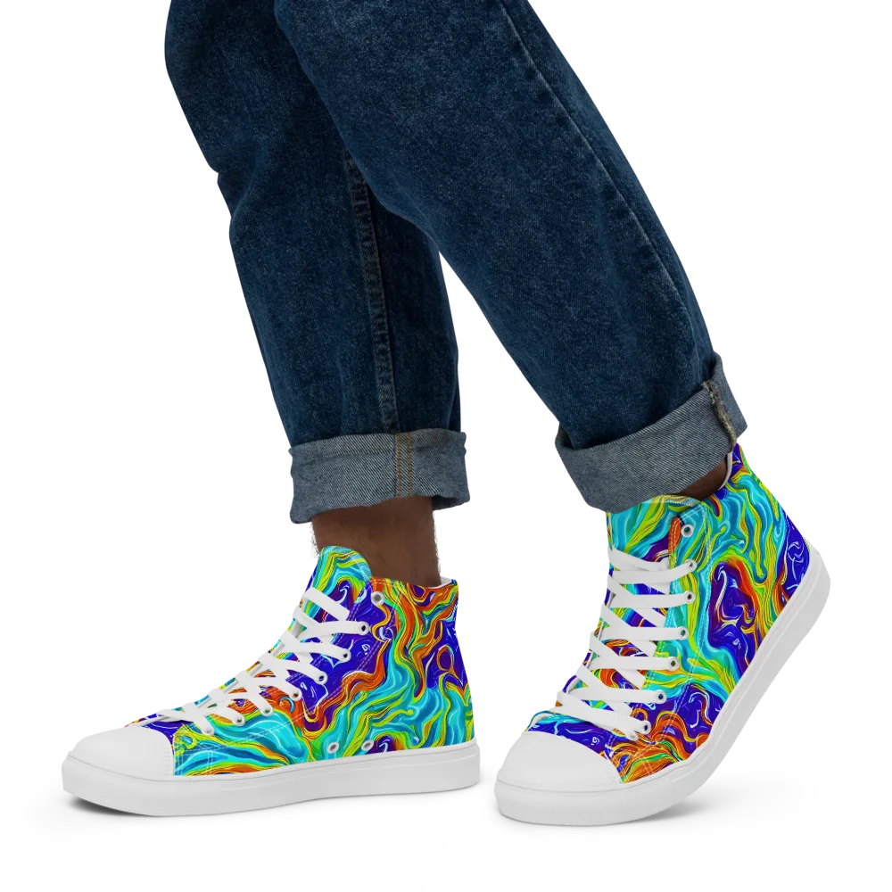 Liquid Carnival on Men's High Top Canvas Shoes — Left