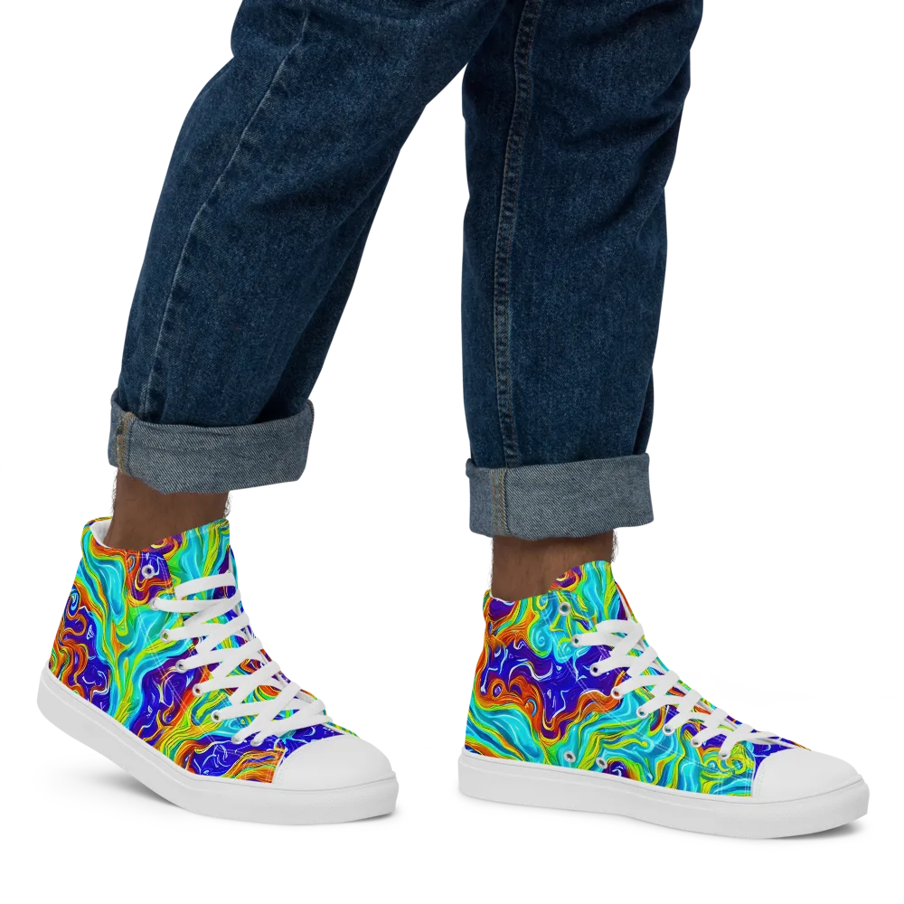 Liquid Carnival on Men's High Top Canvas Shoes — Right