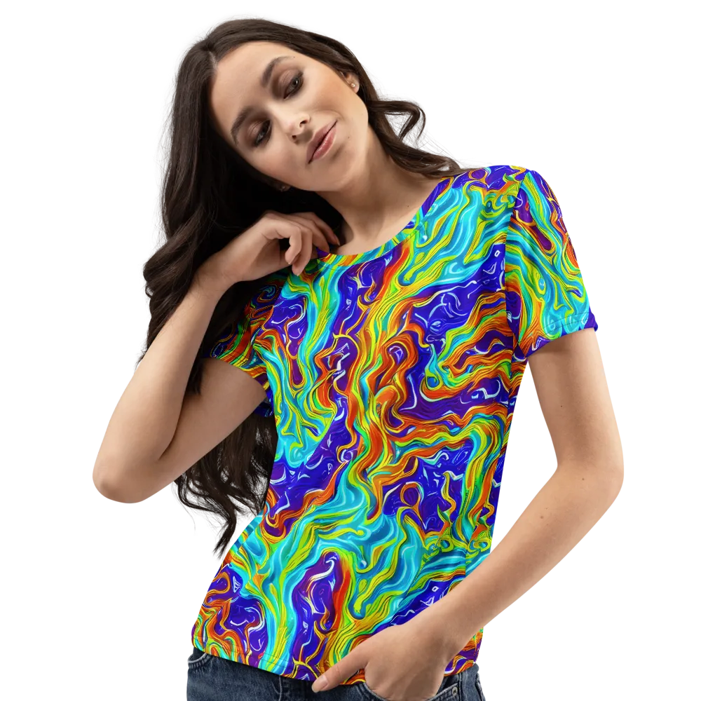 Liquid Carnival on Women's Crew Neck T-Shirt — Left Front