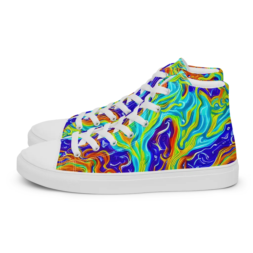 Liquid Carnival on Women's High Top Canvas Shoes — Left