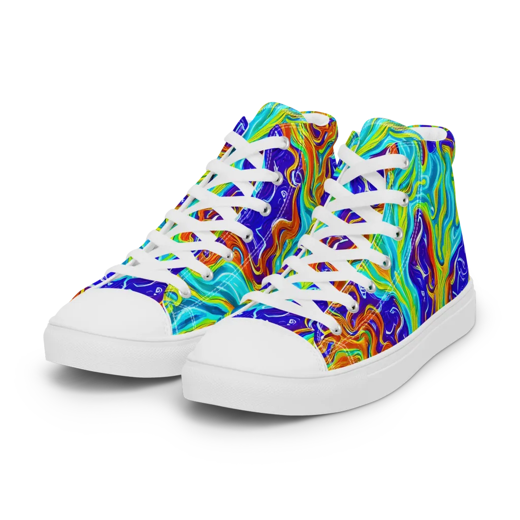 Liquid Carnival on Women's High Top Canvas Shoes — Left Front