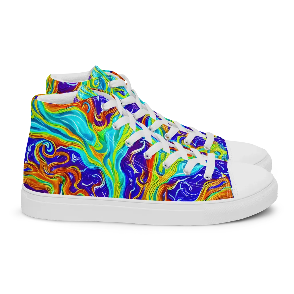 Liquid Carnival on Women's High Top Canvas Shoes — Right