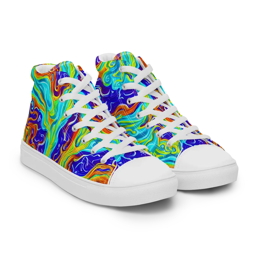 Liquid Carnival on Women's High Top Canvas Shoes — Right Front