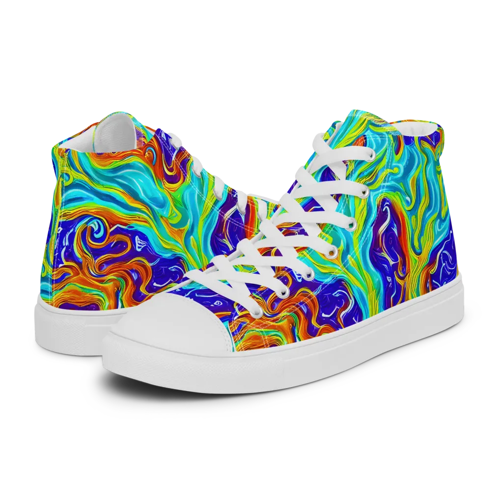 Liquid Carnival on Women's High Top Canvas Shoes — Left