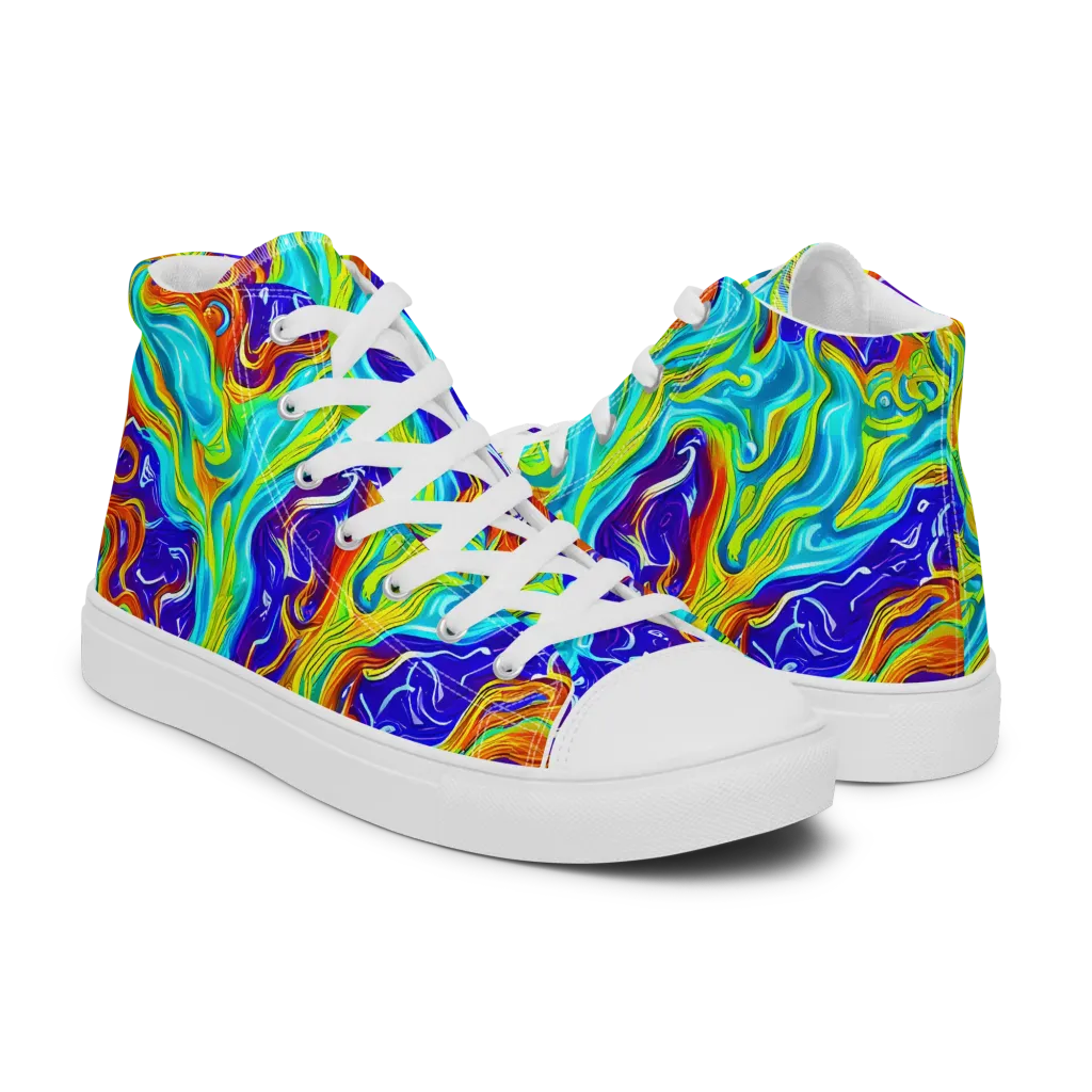Liquid Carnival on Women's High Top Canvas Shoes — Right