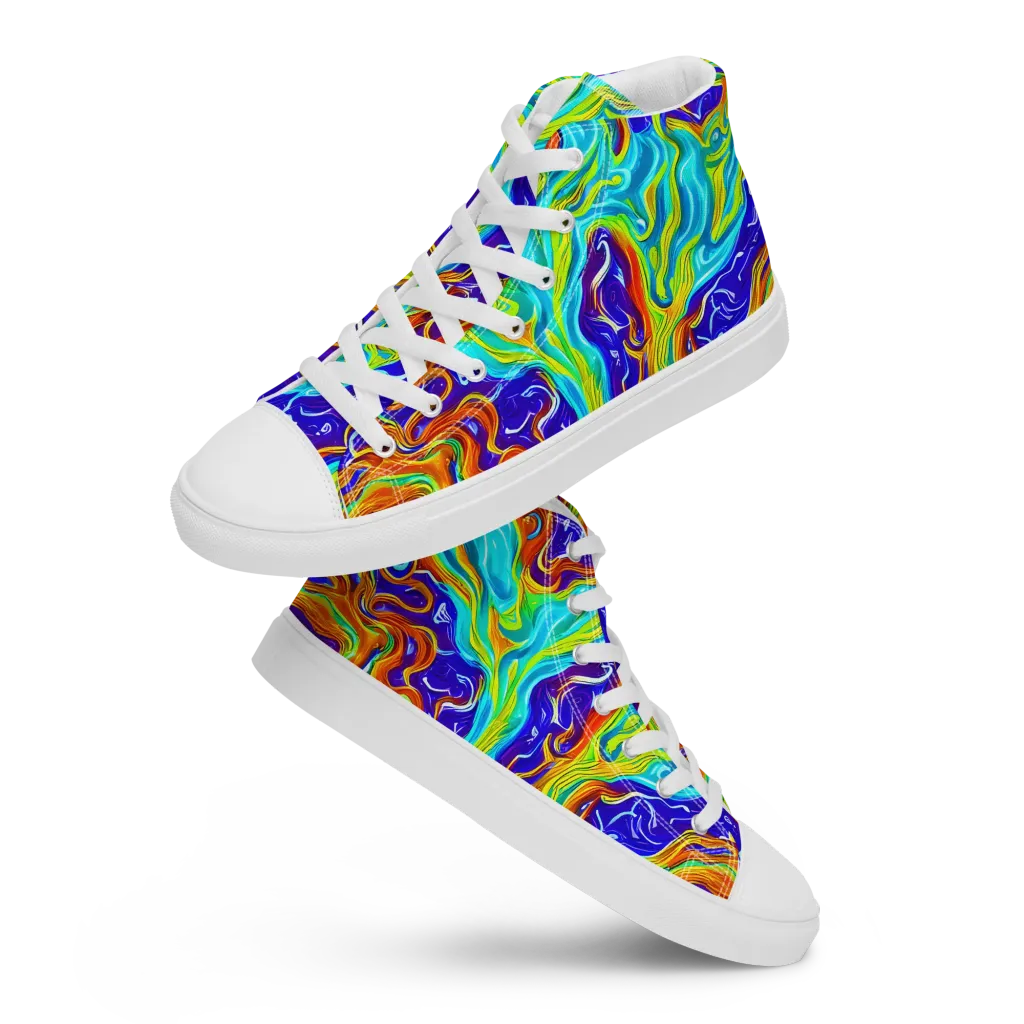 Liquid Carnival on Women's High Top Canvas Shoes — Front