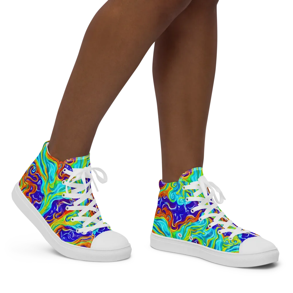 Liquid Carnival on Women's High Top Canvas Shoes — Right