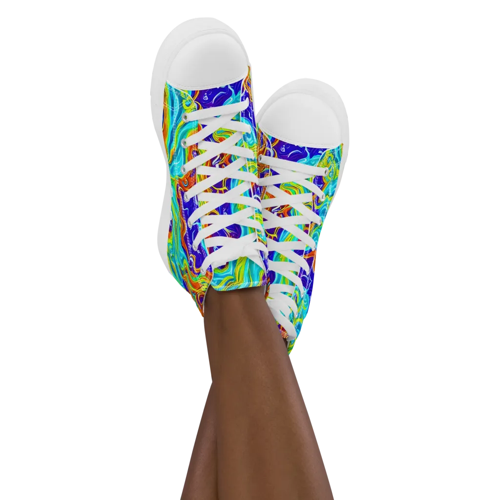 Liquid Carnival on Women's High Top Canvas Shoes — Front