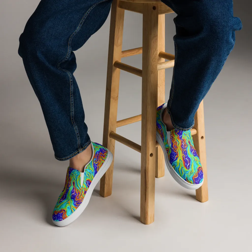 Liquid Carnival on Men's Slip-On Canvas Shoes — Front