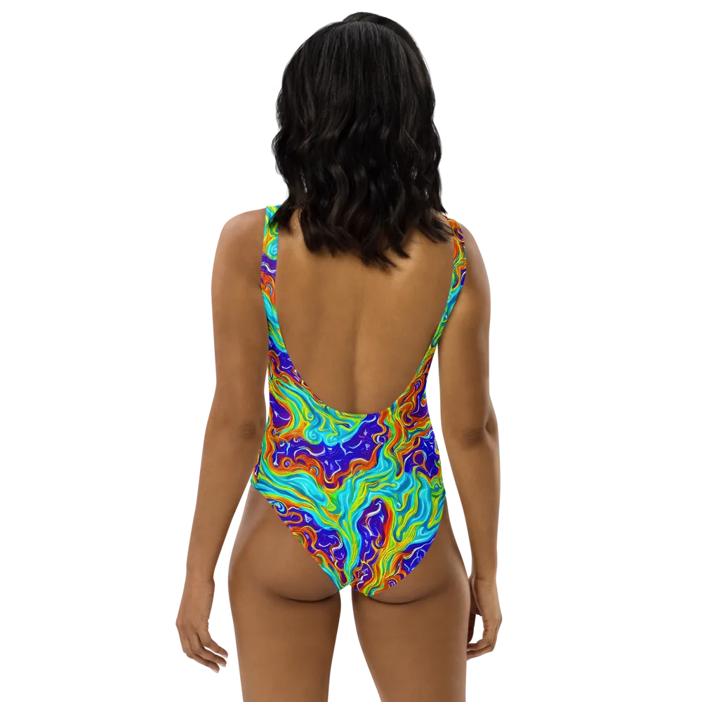 Liquid Carnival on One-Piece Swimsuit — Back
