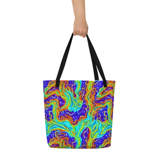 Liquid Carnival on a Large Tote Bag W/ Pocket