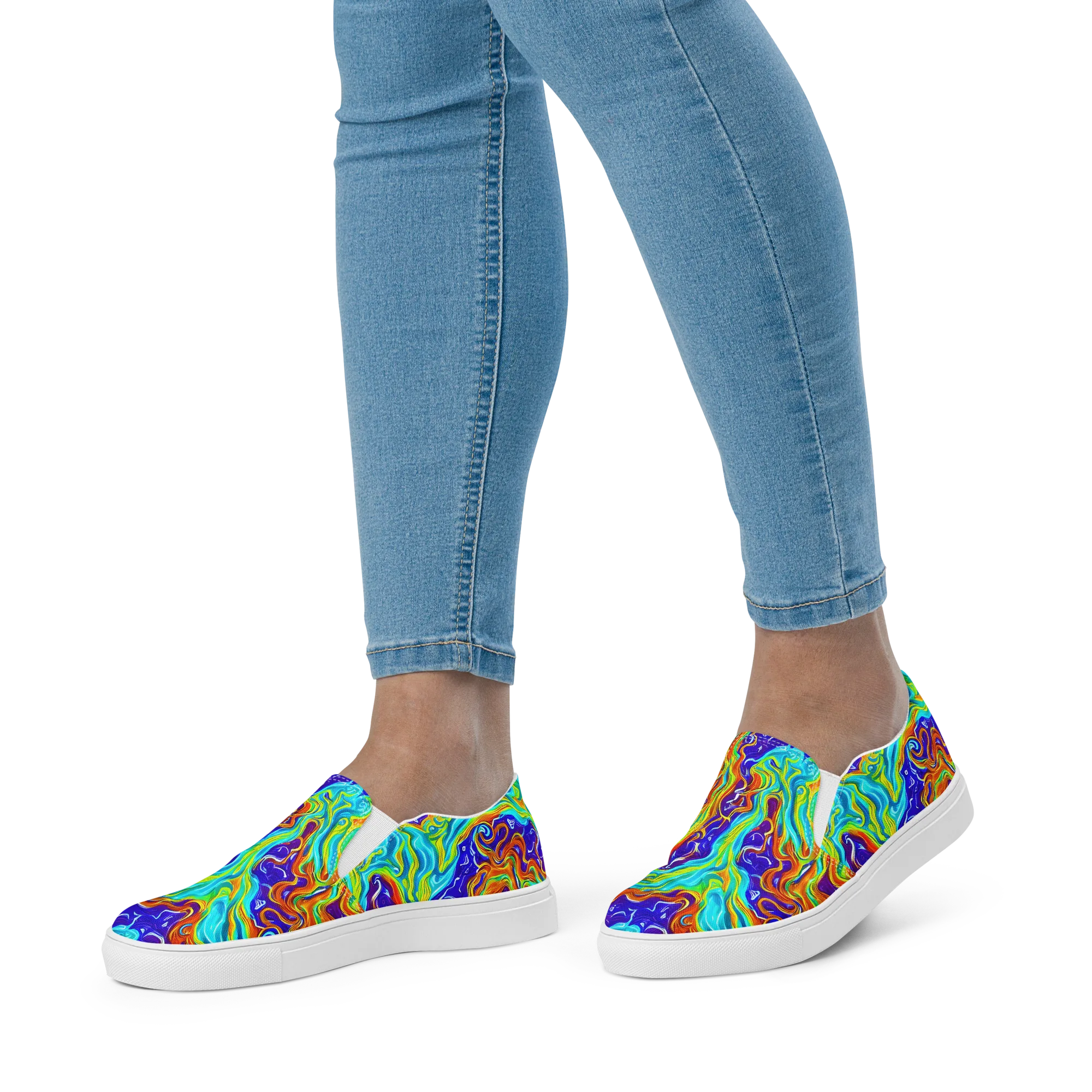 Liquid Carnival on Women's Slip-On Canvas Shoes — Front