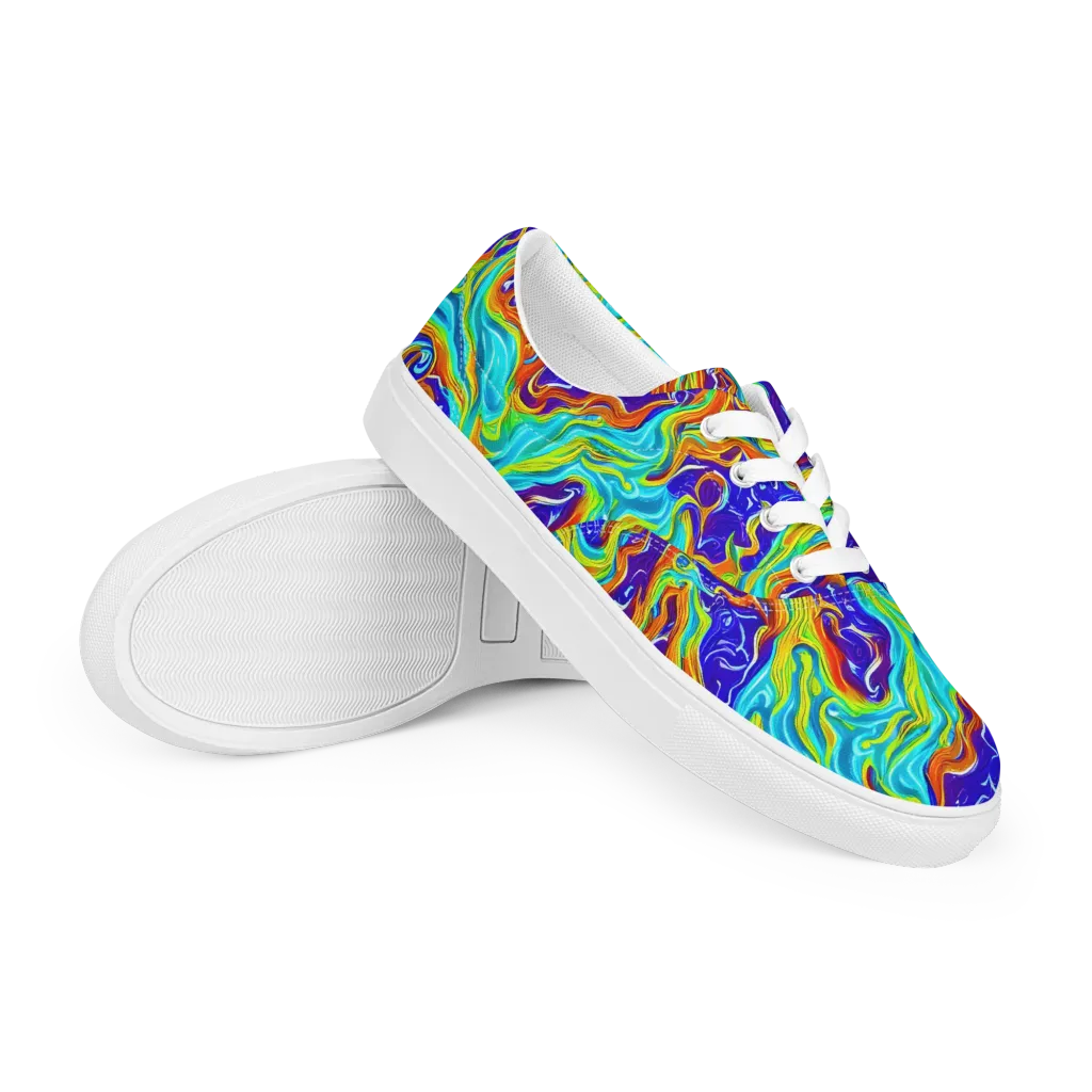 Liquid Carnival on Men's Lace-Up Canvas Shoes — Right Front