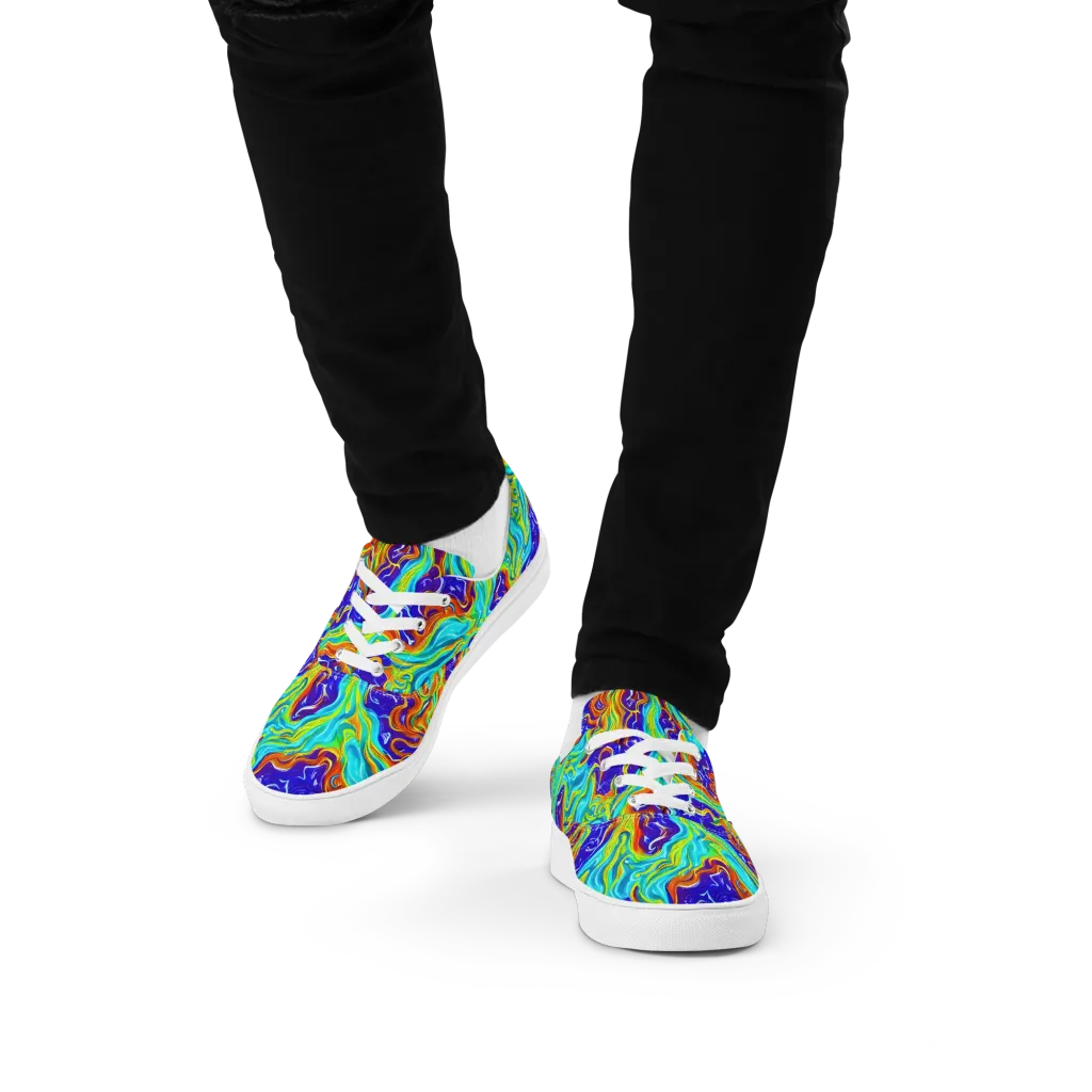 Liquid Carnival on Men's Lace-Up Canvas Shoes — Front