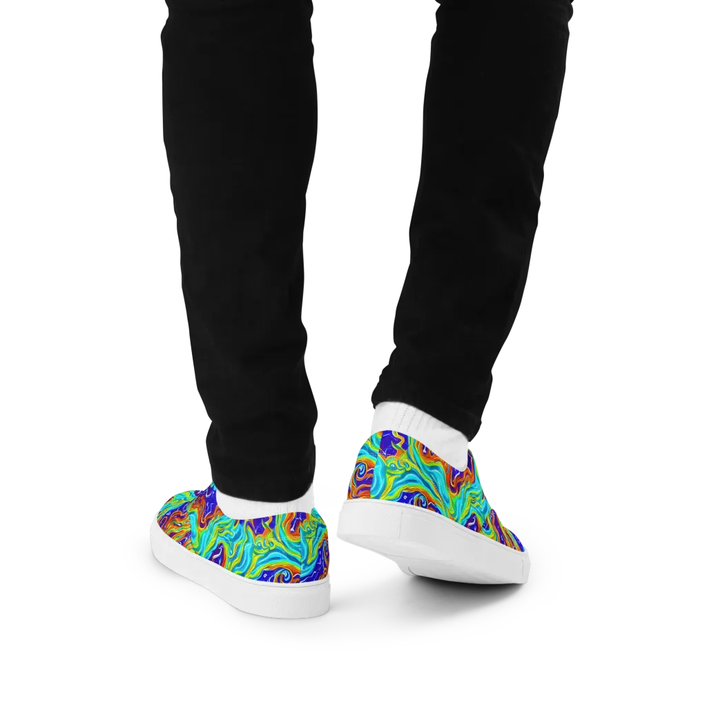 Liquid Carnival on Men's Lace-Up Canvas Shoes — Back