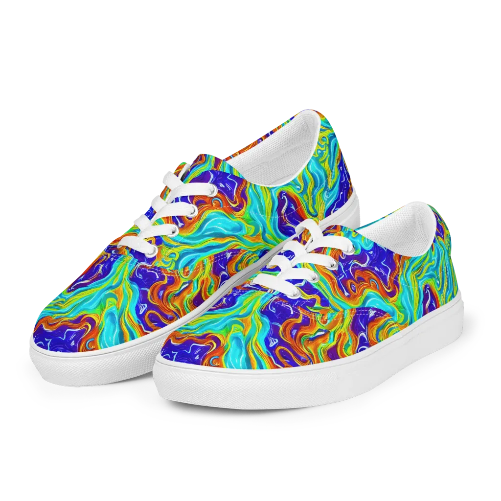 Liquid Carnival on Men's Lace-Up Canvas Shoes — Left Front