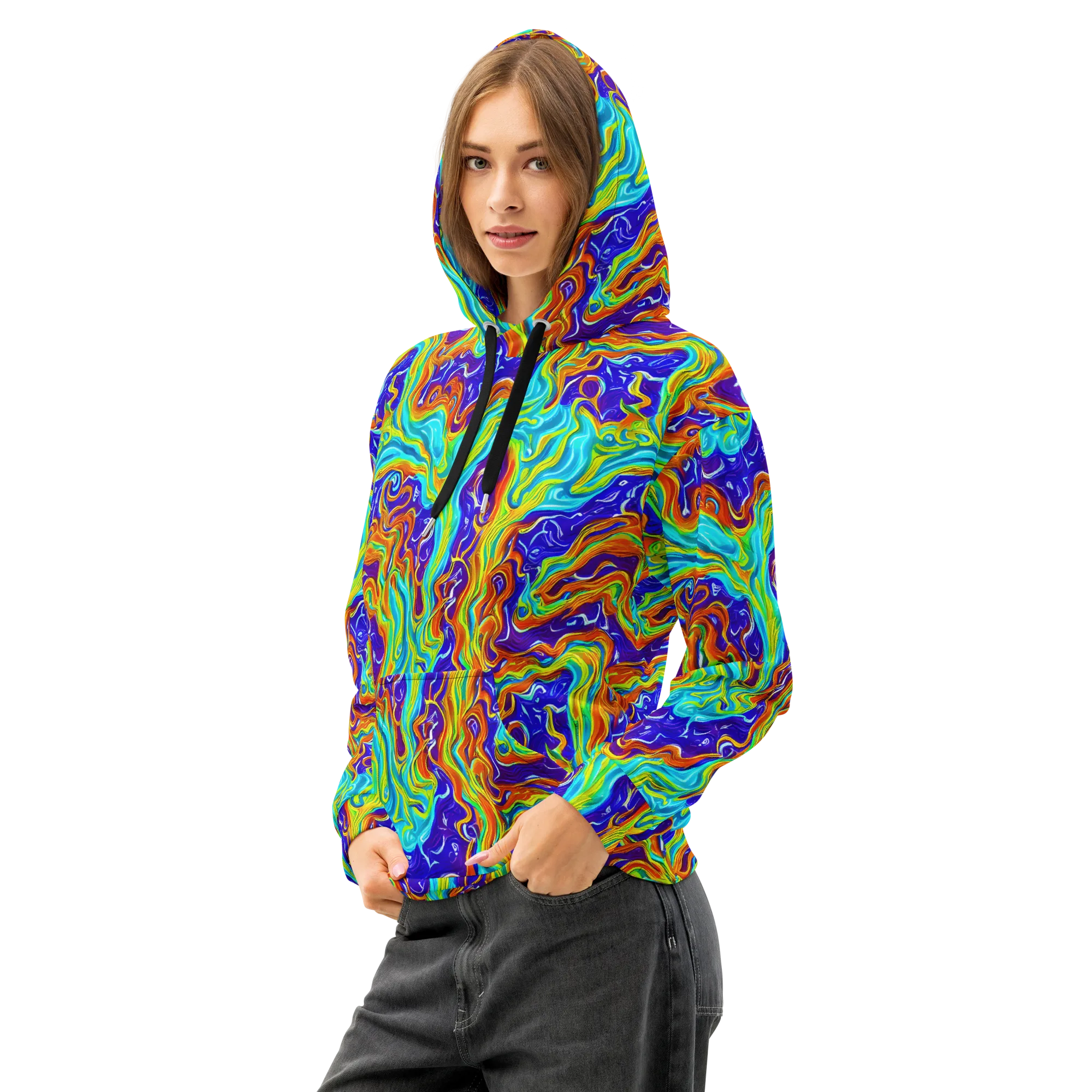 Liquid Carnival on Cotton Hoodie — Left Front
