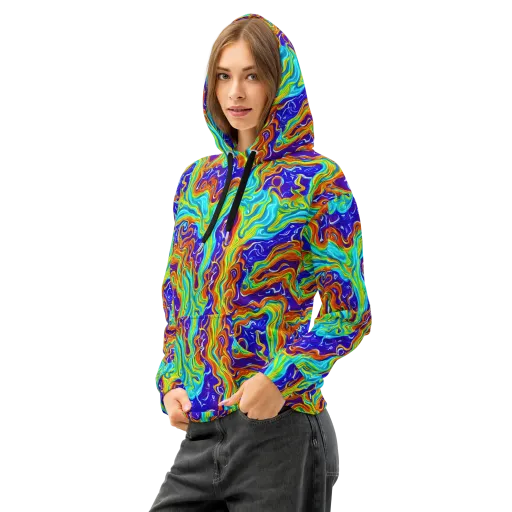 Liquid Carnival on a Cotton Hoodie