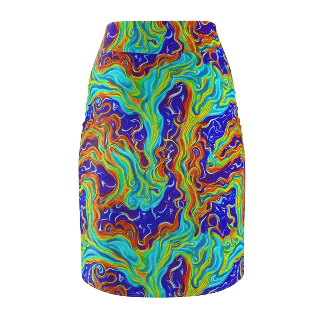 Liquid Carnival on Pencil Skirt — Back