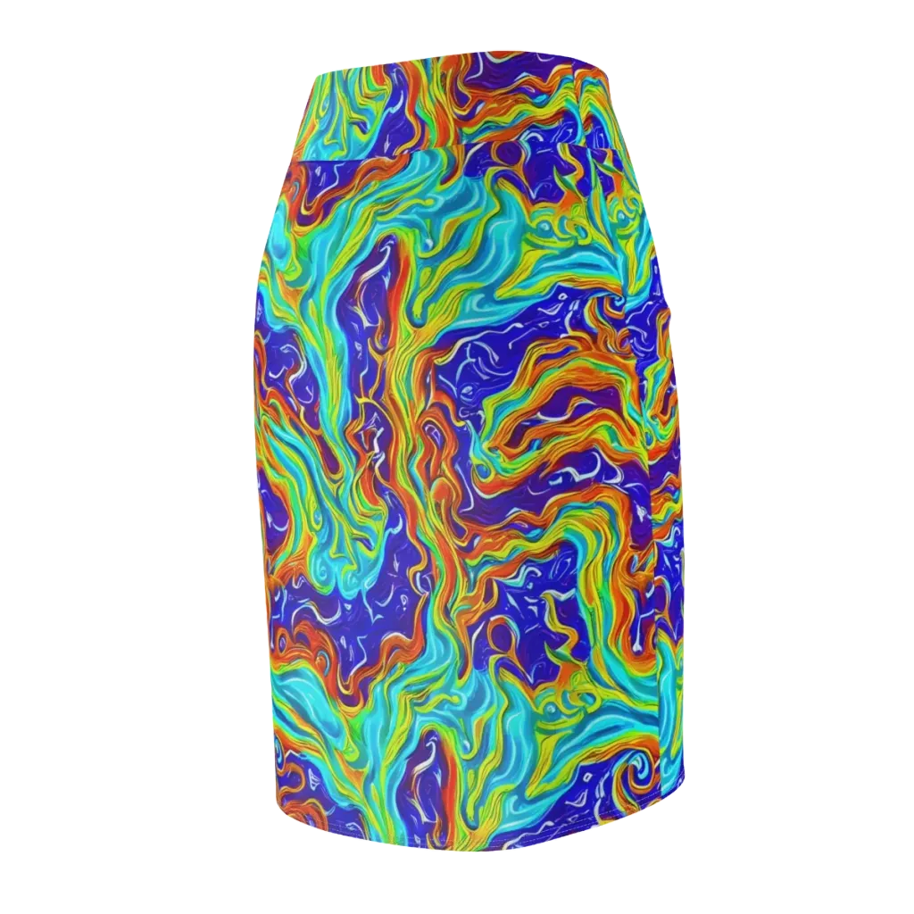 Liquid Carnival on Pencil Skirt — Back Side