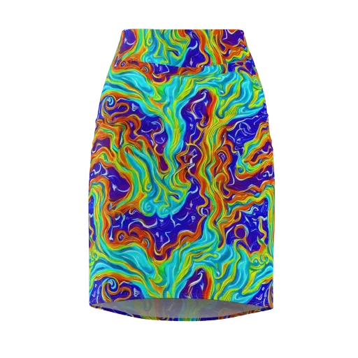 Liquid Carnival on a Pencil Skirt