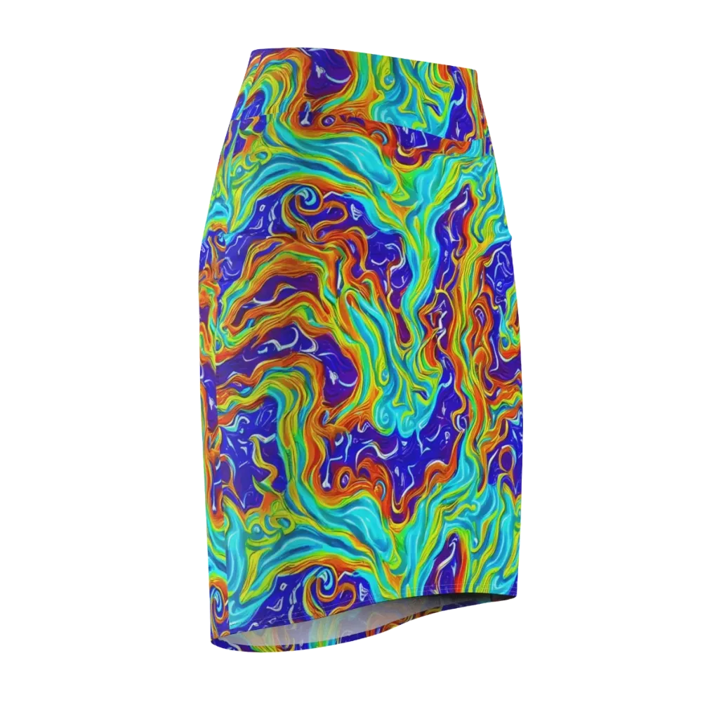 Liquid Carnival on Pencil Skirt — Front Side