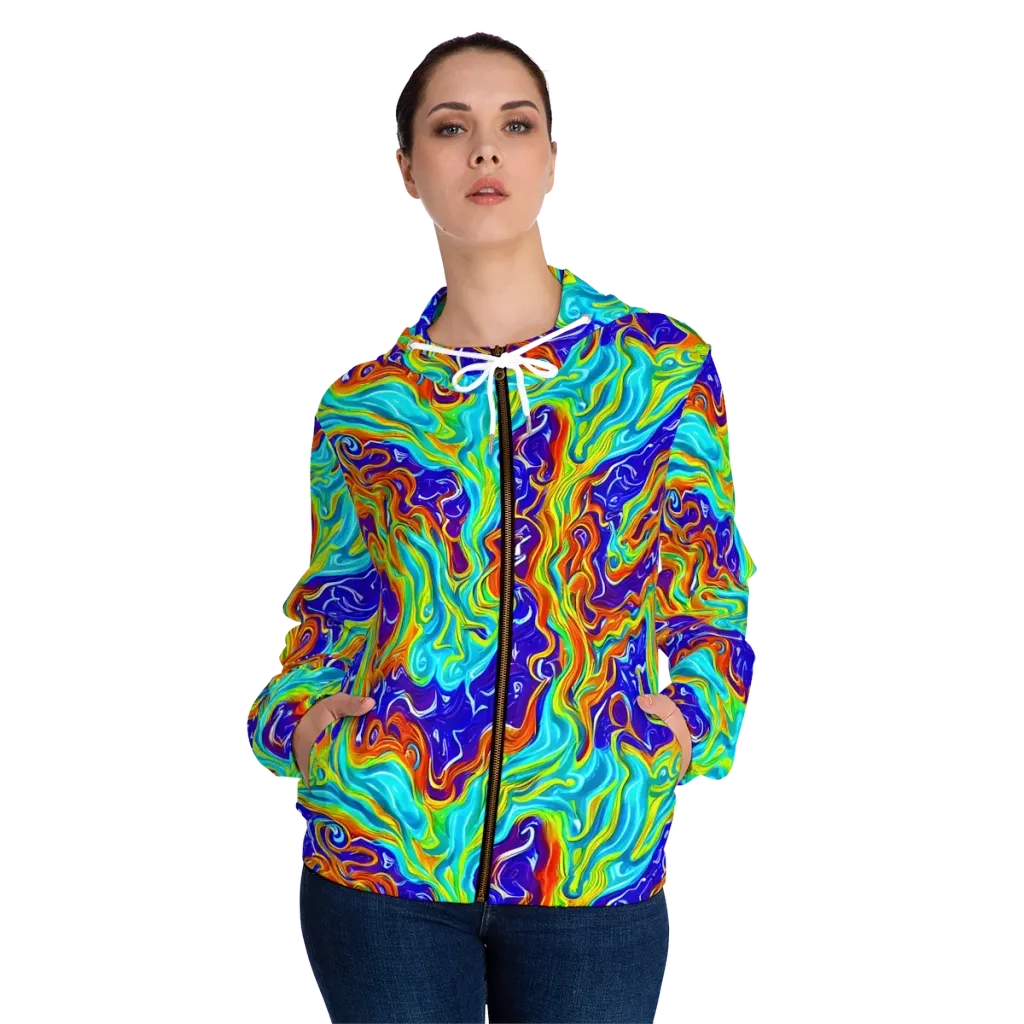 Liquid Carnival on Women's Full-Zip Hoodie — Front On Person