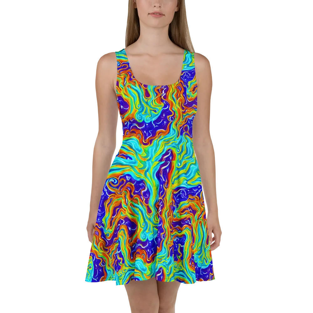Liquid Carnival on Skater Dress — Front