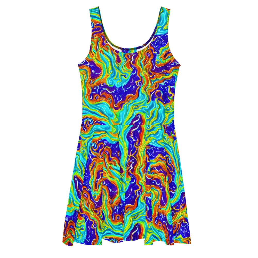 Liquid Carnival on Skater Dress — Front