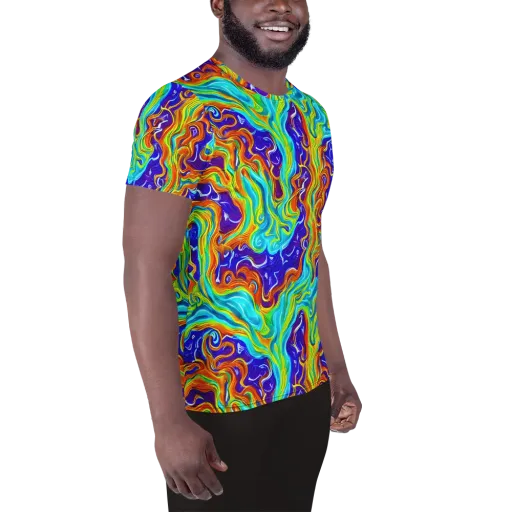 Liquid Carnival on a Men's Athletic T-Shirt
