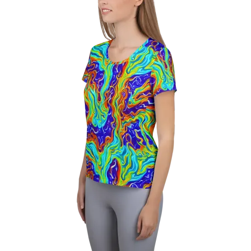 Liquid Carnival on a Women's Athletic T-Shirt