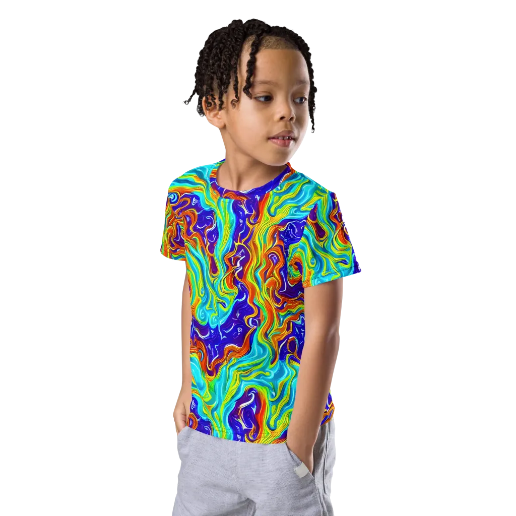 Liquid Carnival on Kids Crew Neck T-Shirt — Left Front